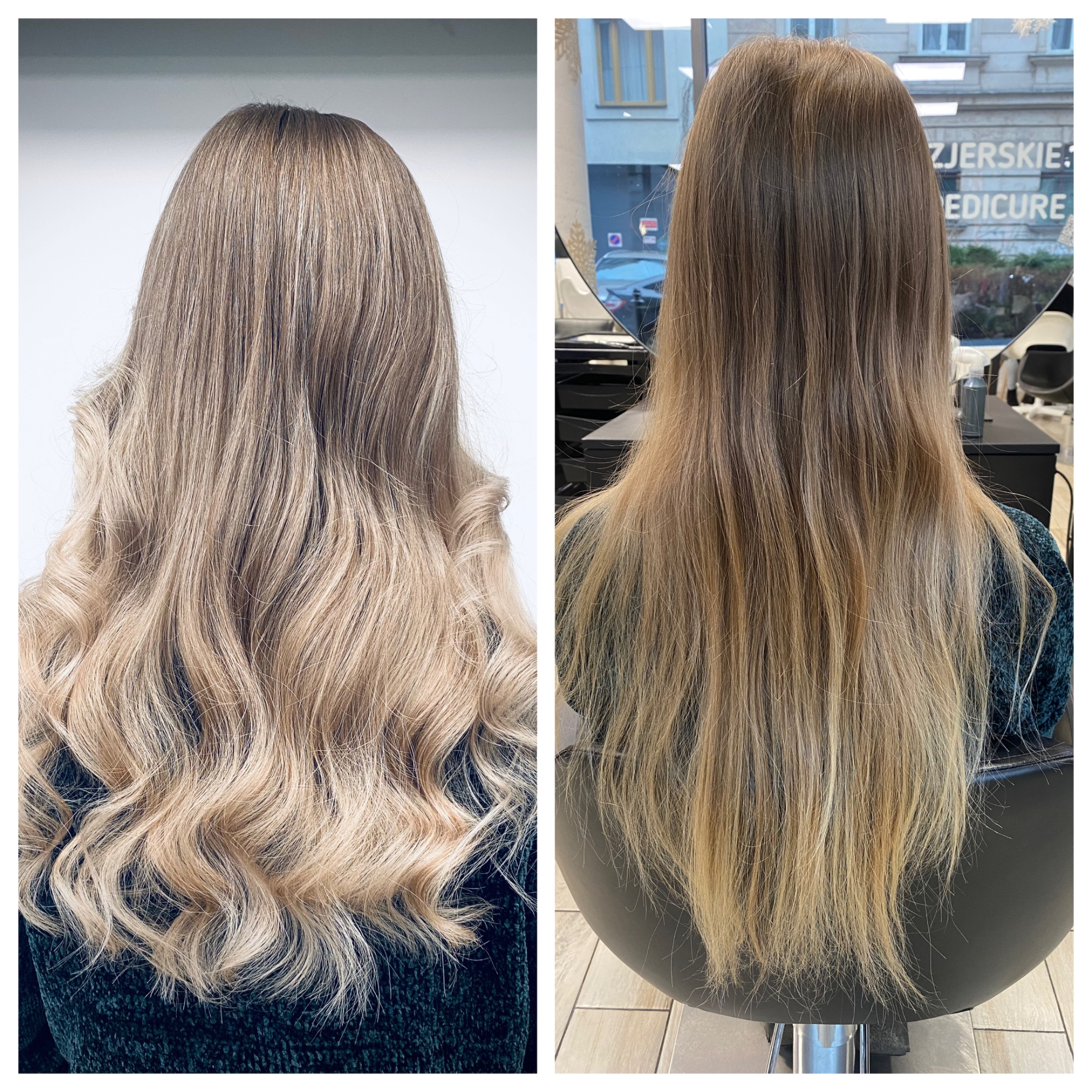 Przed i po balayage fale