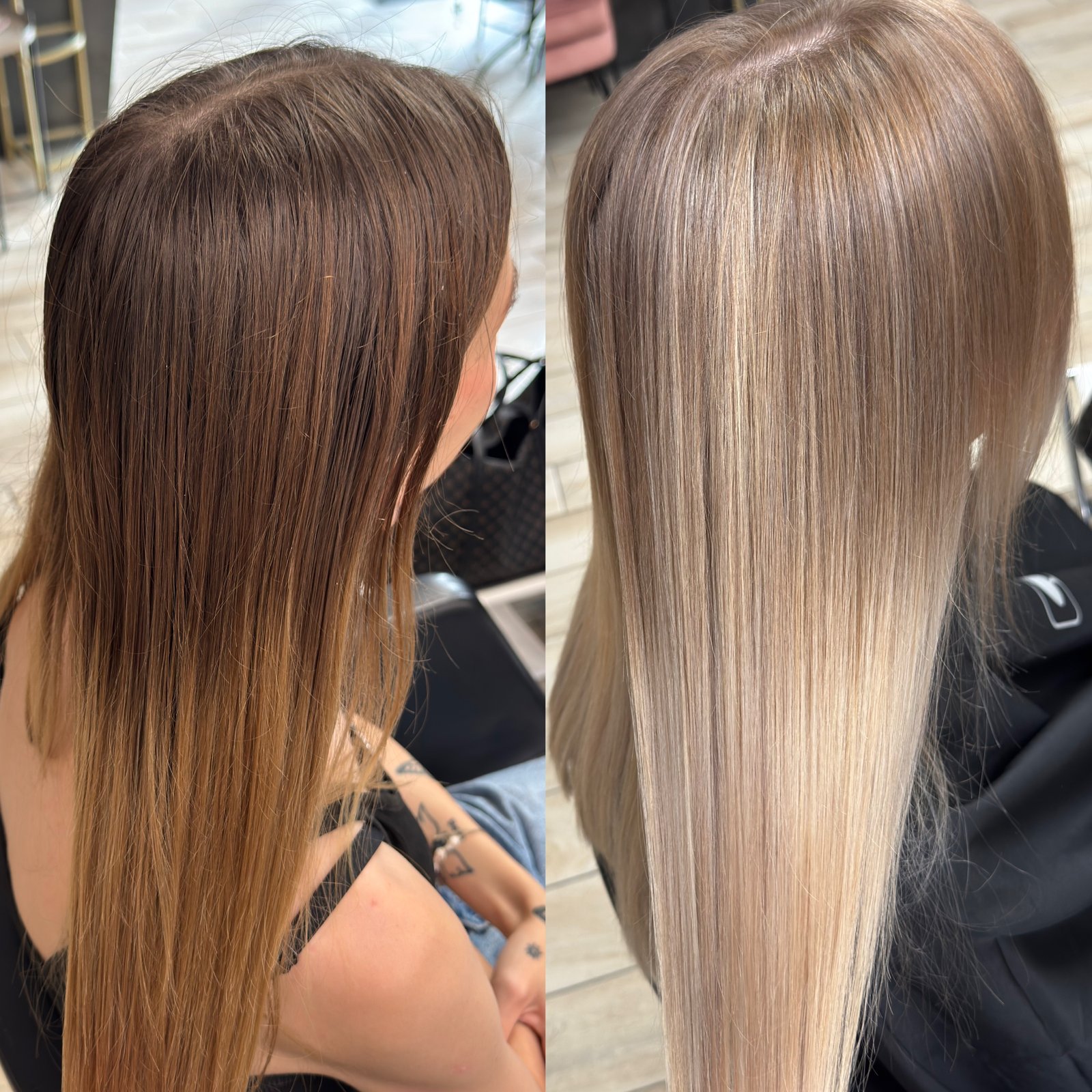 Air Touch rozjaśnianie przed i po — realizacja Krem Beauty