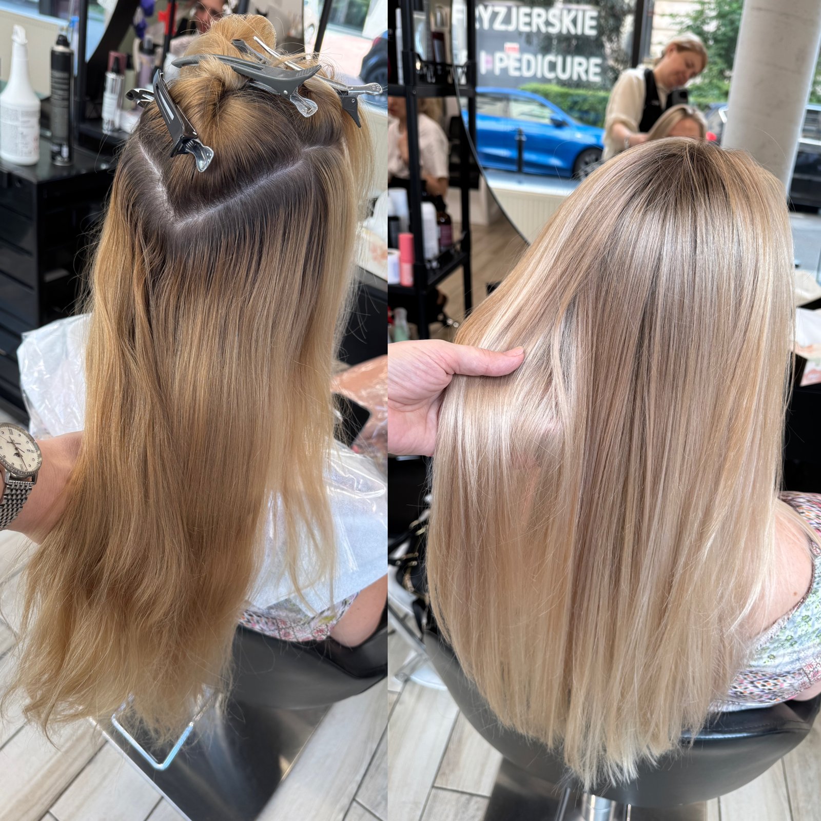 Air Touch kremowy blond przed i po — realizacja Krem Beauty