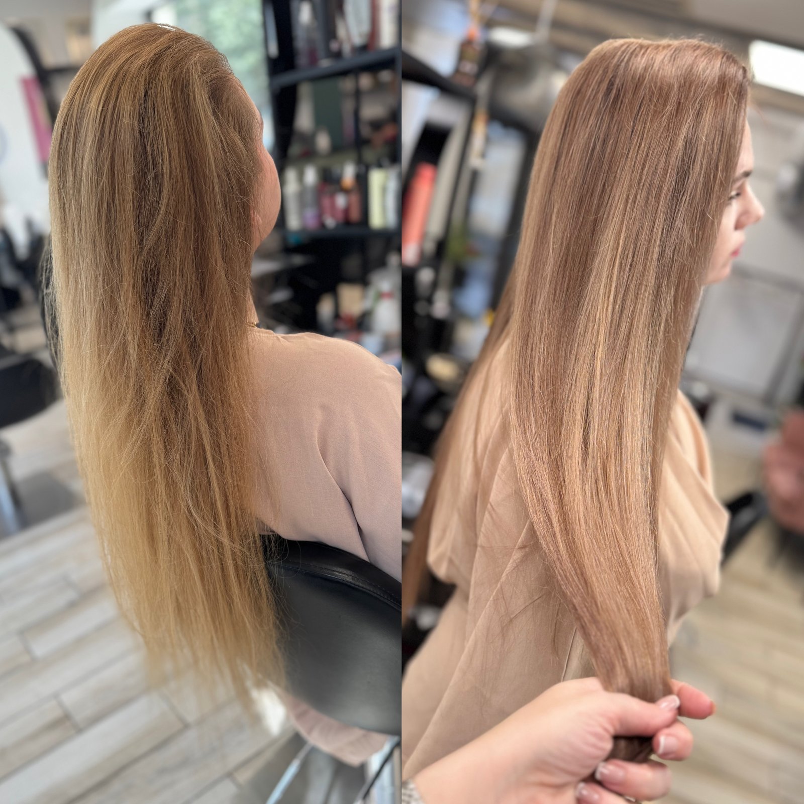 Beżowy blond przed i po — realizacja Krem Beauty