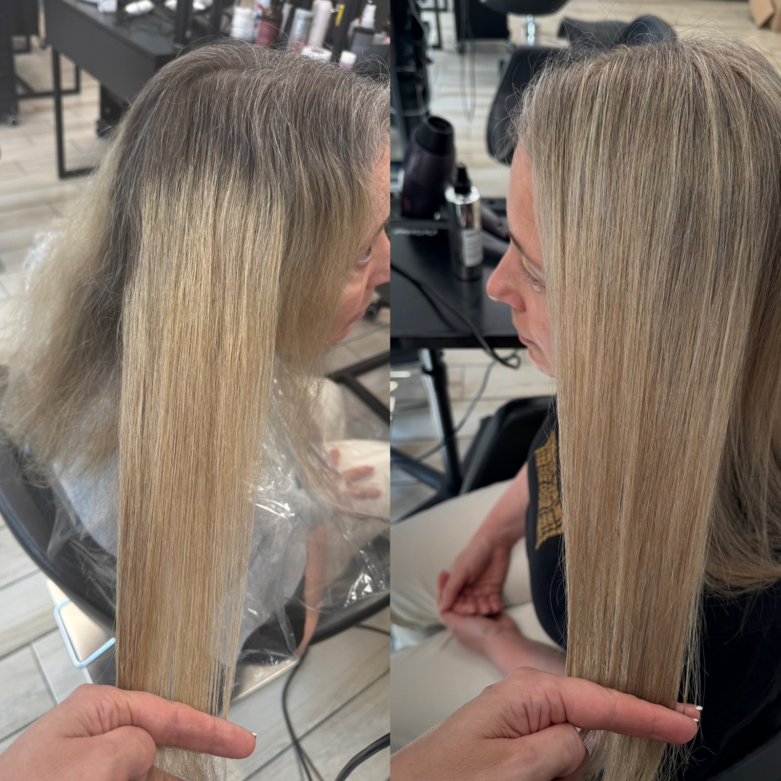 Beżowy blond przed i po — realizacja Krem Beauty