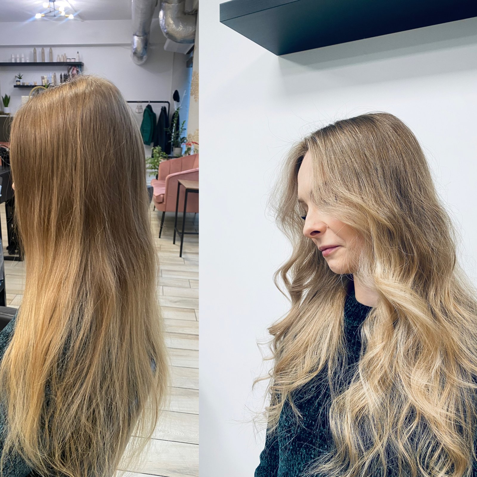 Naturalny blond fale przed i po — realizacja Krem Beauty