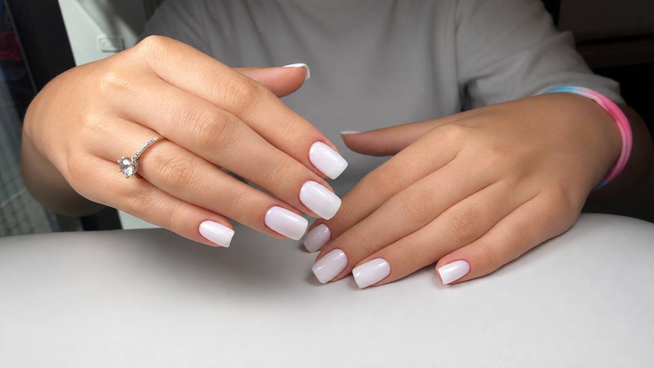 Manicure mleczny French — realizacja Krem Beauty
