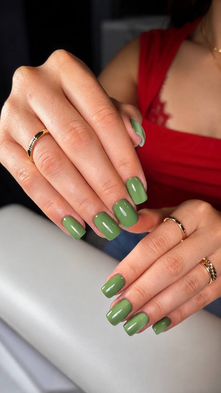 Manicure zielony — realizacja Krem Beauty