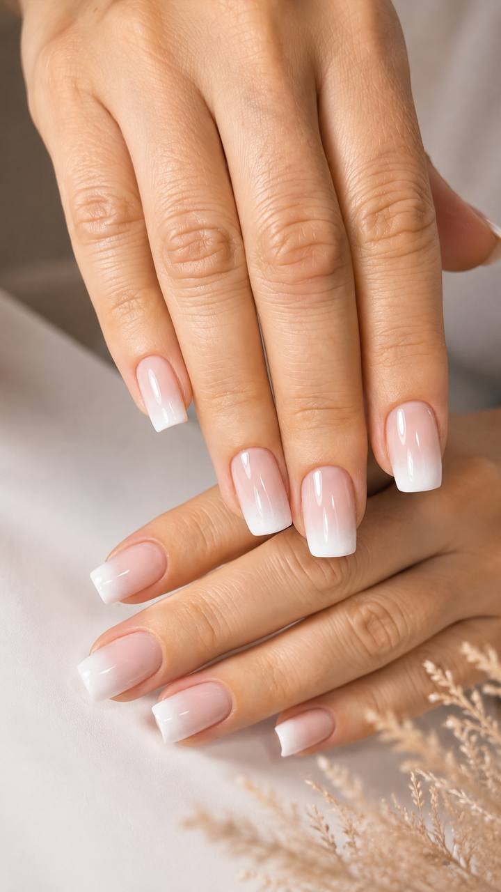 Manicure ombre French (baby boomer) — realizacja Krem Beauty